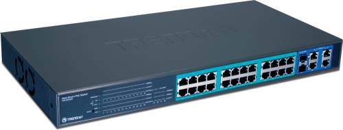 TRENDnet 24-Port 10/100Mbps Web Smart PoE Switch with 4 Gigabit Ports and 2 SFP Slots (170W) TPE-224WS