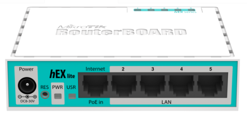 RB750r2 Router Mikrotik Hex lite 5 x 10/100 RJ45 Ports, RouterOS Level 4